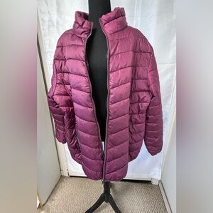 BIG CHILL Women’s Plus Size Packable Puffer Coat BURGUNDY/PURPLE Sz 3X LIKE NEW